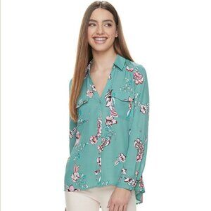 Candie's Floral Printed Lace Blouse